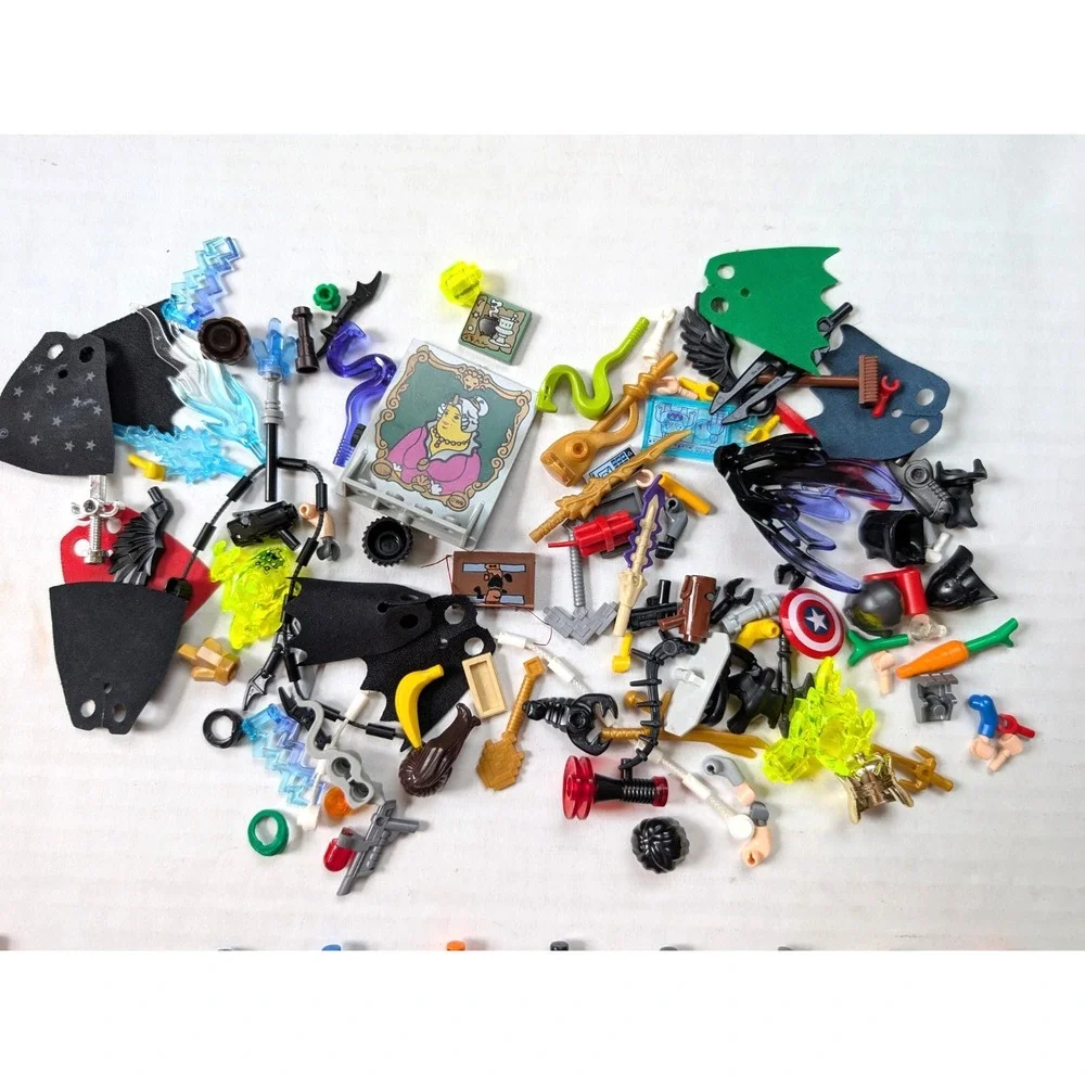READ Lego Minifigure Lot Full Figures Parts Pieces Accessories Weapons Marvel DC